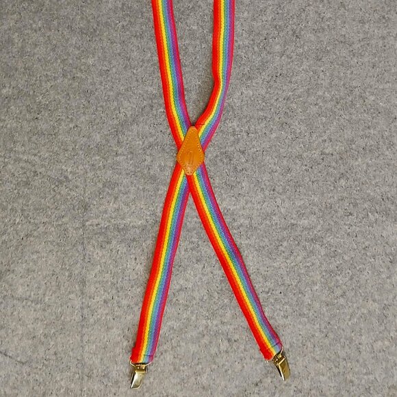 RARE! True Vintage LEVIS Levi's Saddleman logo rainbow suspenders /braces PRIDE - Picture 8 of 9